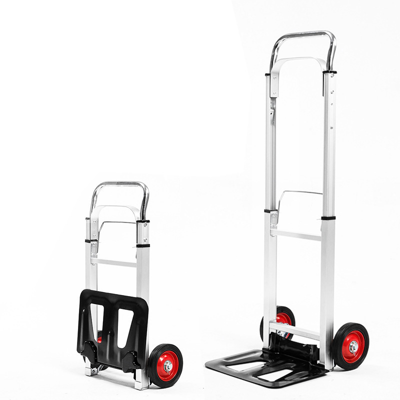 Folding Aluminium Industrial Hand Trolley with Anti Puncture Tyres and 220LB Load Capacity PortFoldable Aluminium Handcart Dolly