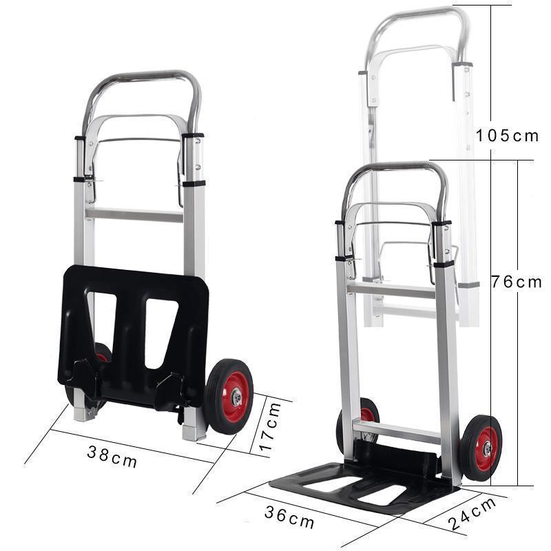 Folding Aluminium Industrial Hand Trolley with Anti Puncture Tyres and 220LB Load Capacity PortFoldable Aluminium Handcart Dolly