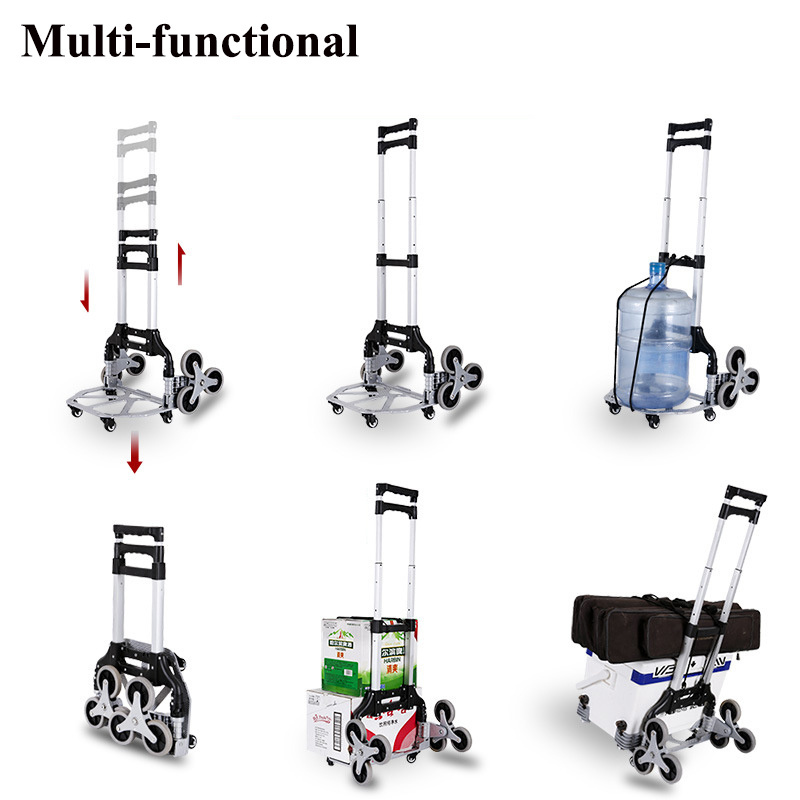 Amazon Style 6 Wheel Stair Climbing Handcart Hand Truck Foldable Aluminum Luggage Cart Trolley