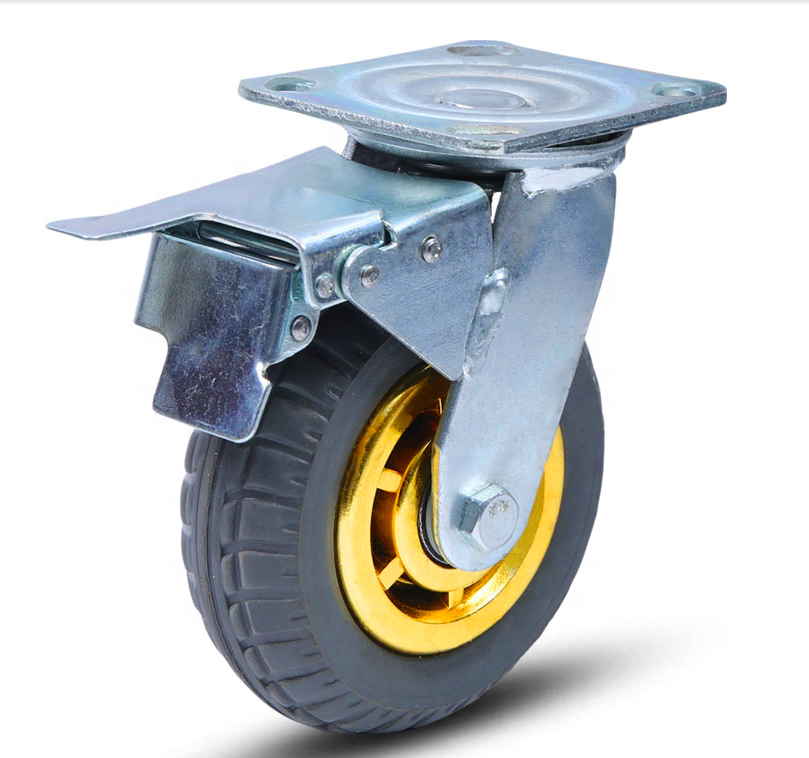 8 inch 500kg Heavy Duty Pneumatic Gray High Elastic Rubber Casters Heavy Duty Industry Casters Wheels