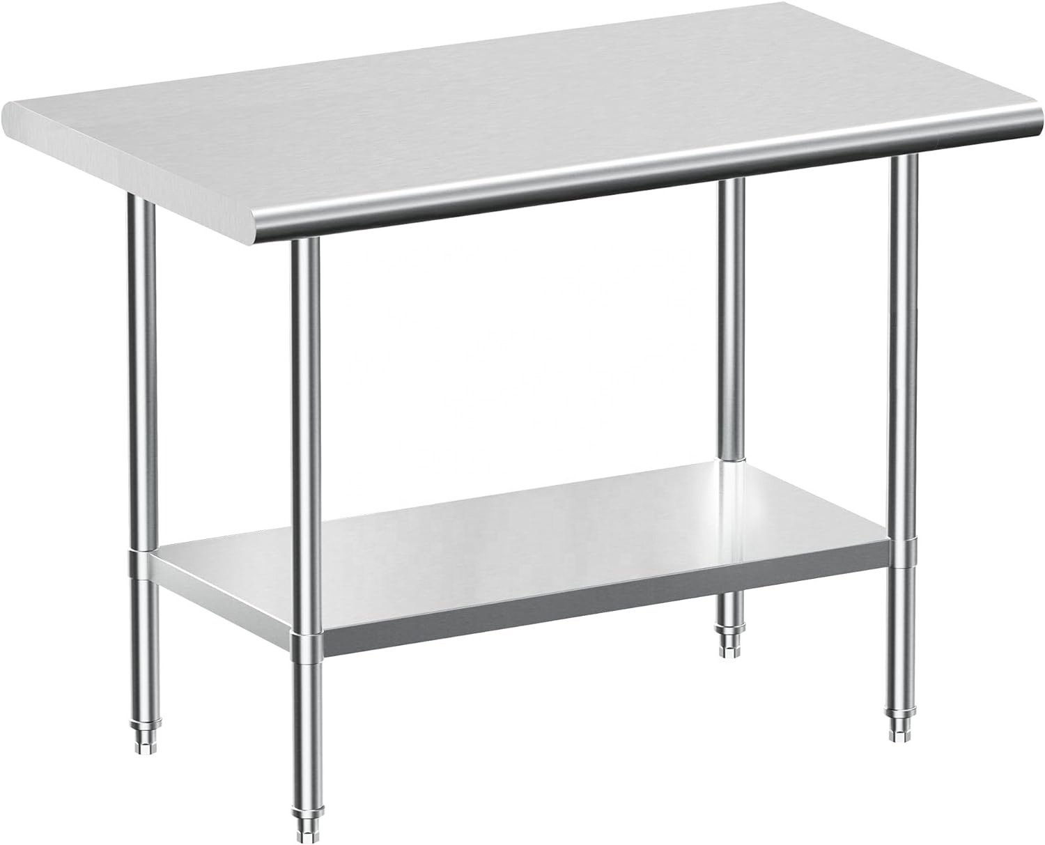 Stainless Steel Work Table, NSF Commercial Worktable with Undershelf and Legs for Restaurant, Home and Hotel