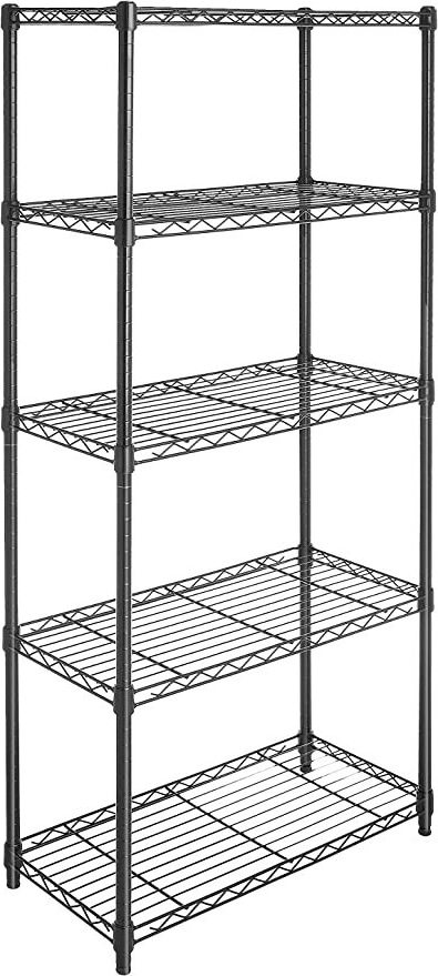 5-Shelf Adjustable Heavy Duty Storage Shelving Unit on 4'' Wheel Casters 5-Tier Metal Organizer Wire Rack