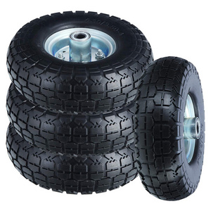 10" Solid Pneumatic Tier Wheel 4.10/3.50-4 Inflatable Air Tires for Wheelbarrow/Garden Wagon Car/Hand Truck/Lawn Mower