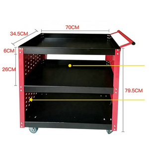 3 Layers Workshop Garage Metal Tool Cart /Tool trolley / Toolbox Cart Trolley with Handle and Wheels