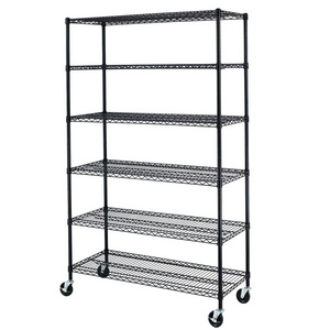 5-Shelf Adjustable Heavy Duty Storage Shelving Unit on 4'' Wheel Casters 5-Tier Metal Organizer Wire Rack