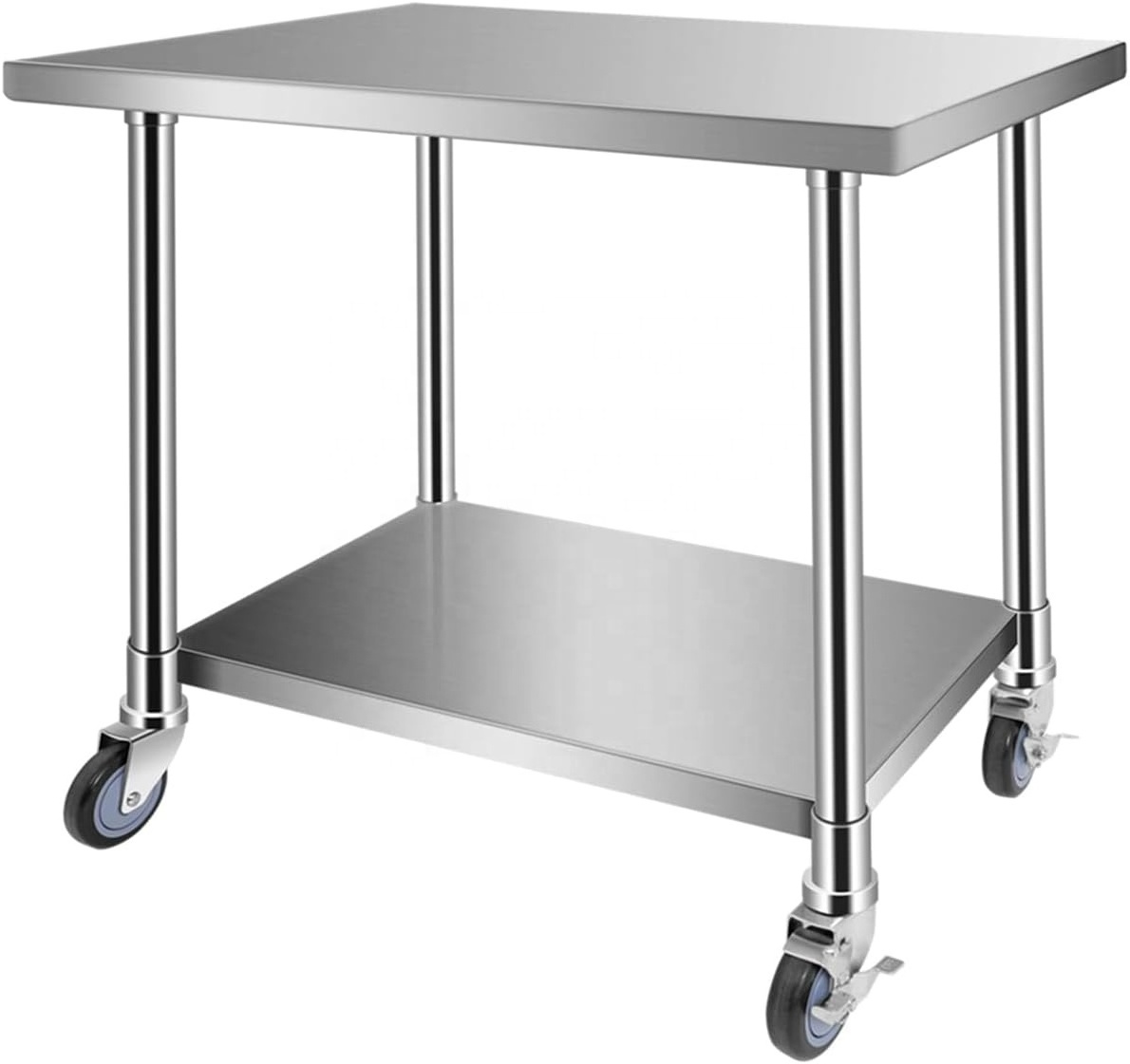 Stainless Steel Work Table, NSF Commercial Worktable with Undershelf and Legs for Restaurant, Home and Hotel