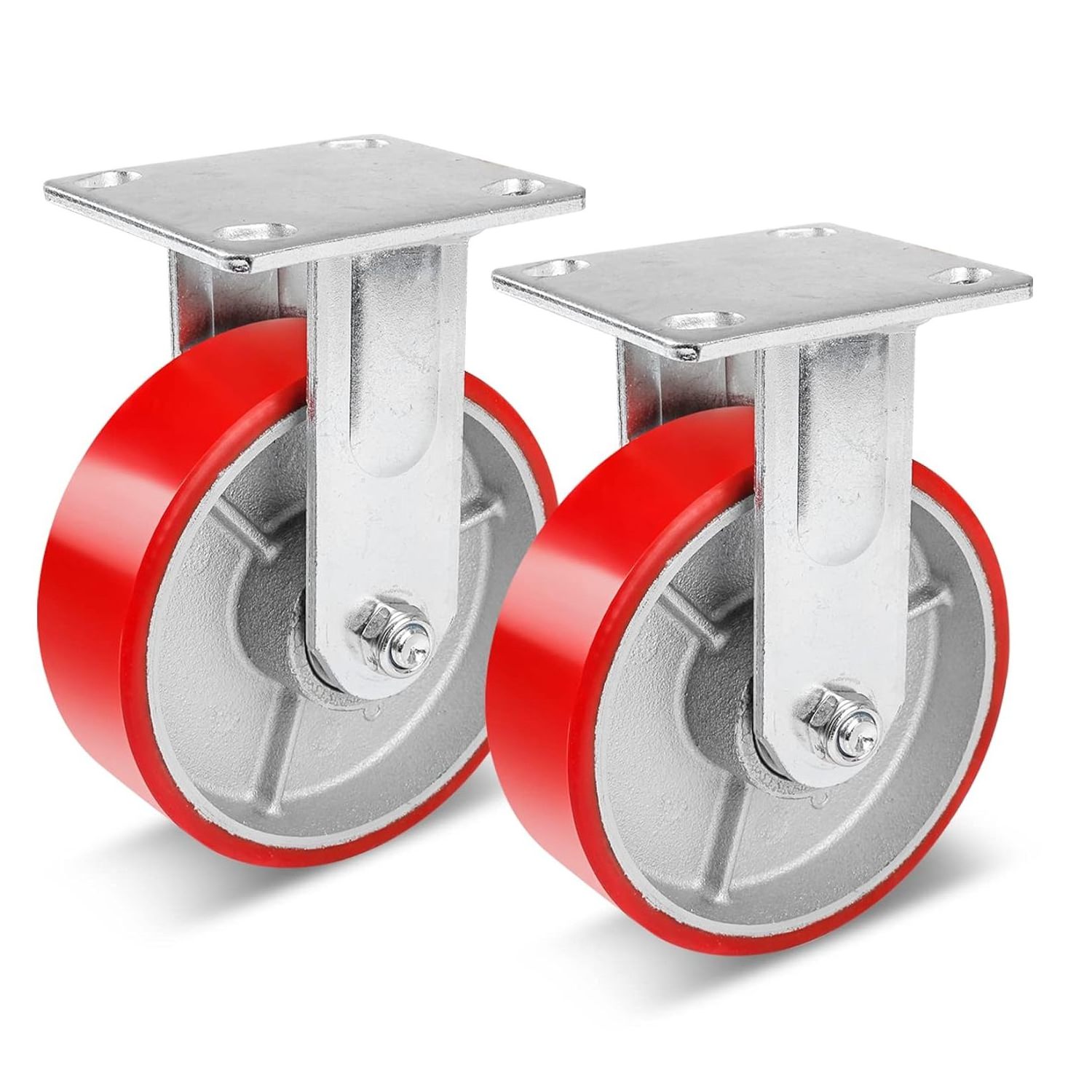 6Inch Industrial PU Casters Extra Heavy Duty No Noise Iron Polyurethane Wheel Castor for Machine, Utility Cart, Dollies