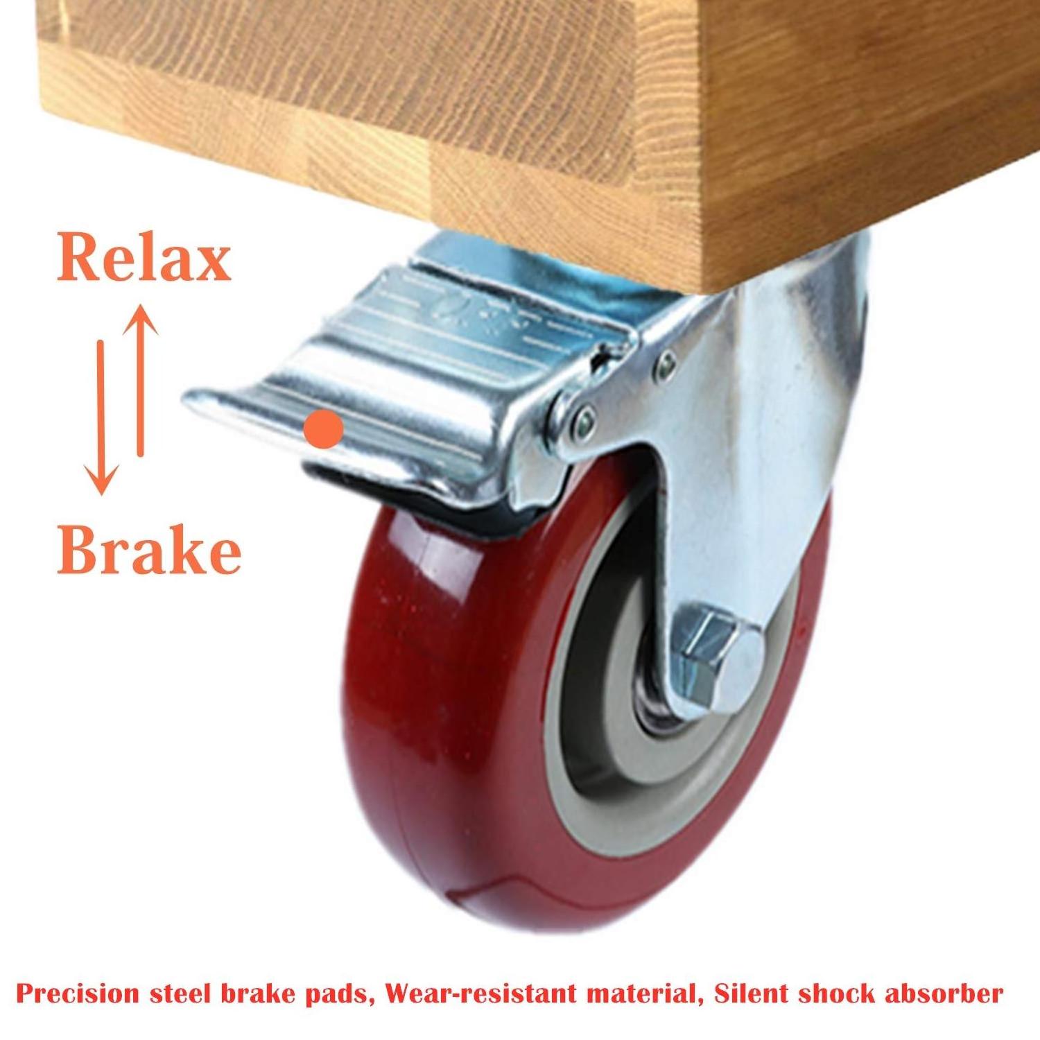 4 inch Heavy Duty Casters Lockable Bearing Plate Caster Wheels with Brake 360-degree Swivel Casters for Furniture,Workbench.Cart