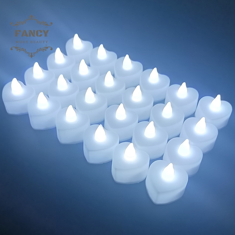 Small Heart Shaped Electronic Candle Wedding Birthday Party Decor Flameless LED Candles Tea Light