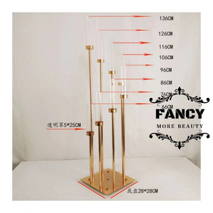 Wedding centerpieces candle stick gold tall high 8 arm candle holder for wedding table decoration