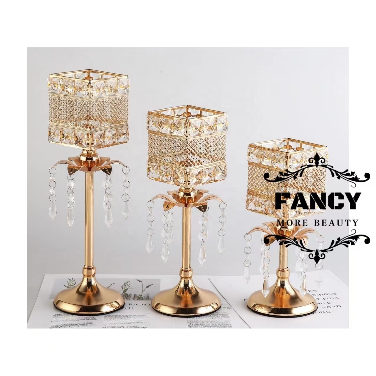 Wedding centerpieces candle stick gold tall high 8 arm candle holder for wedding table decoration