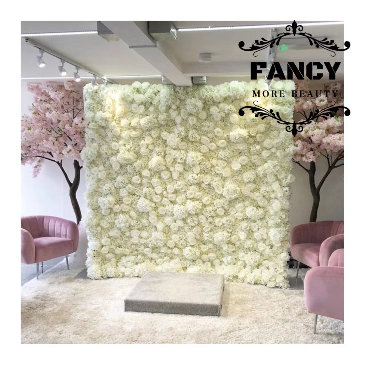 Wedding 3d flower wall roll up curtain Artificial 8ft Flower Wall for Wedding Party Event backdrop