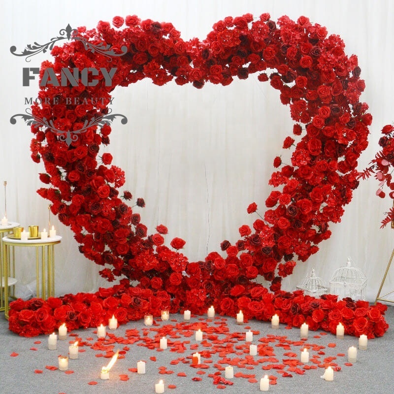 Heart arch flowers backdrop wedding party decoration heart shape arch stand with flowers