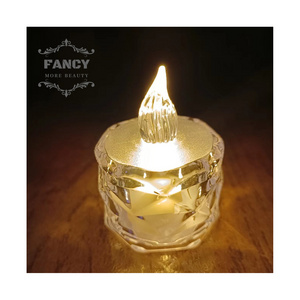 LED Crystal Tealight Candles Mini Flickering Flameless Electric Candle Lights