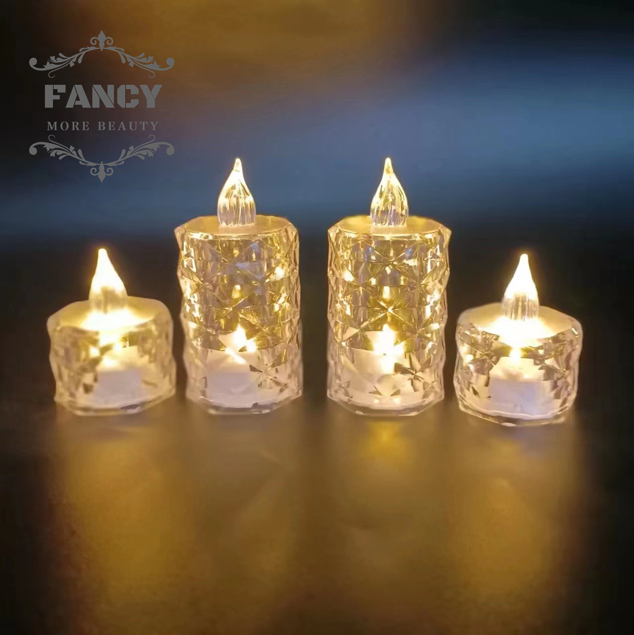 LED Crystal Tealight Candles Mini Flickering Flameless Electric Candle Lights