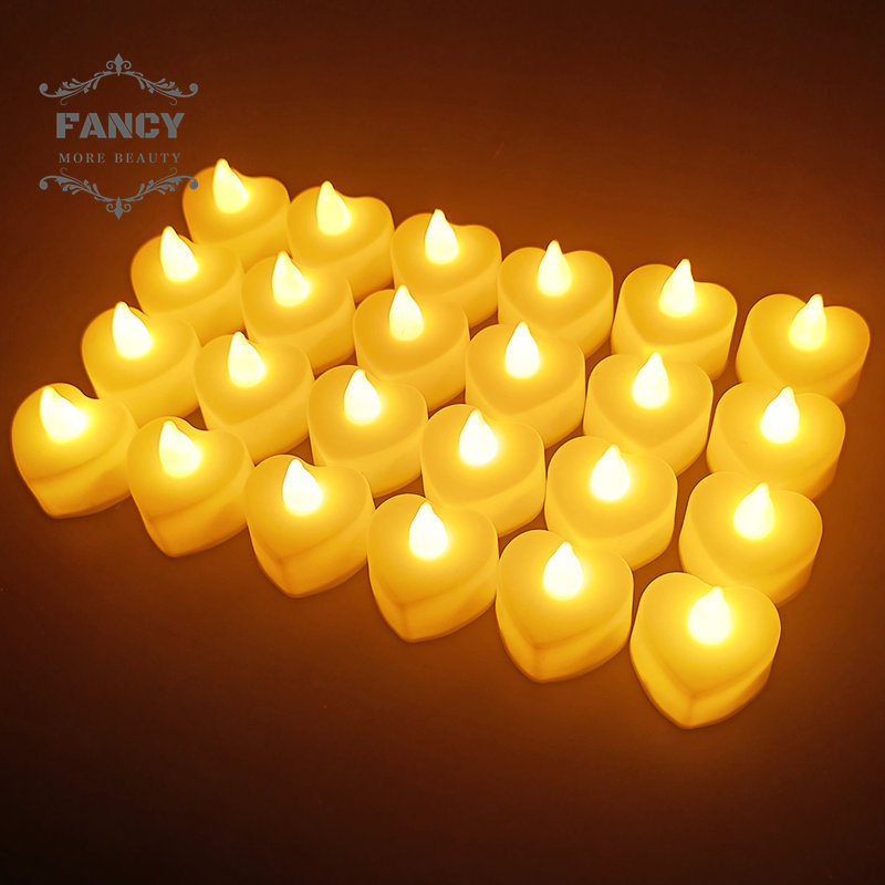 Small Heart Shaped Electronic Candle Wedding Birthday Party Decor Flameless LED Candles Tea Light