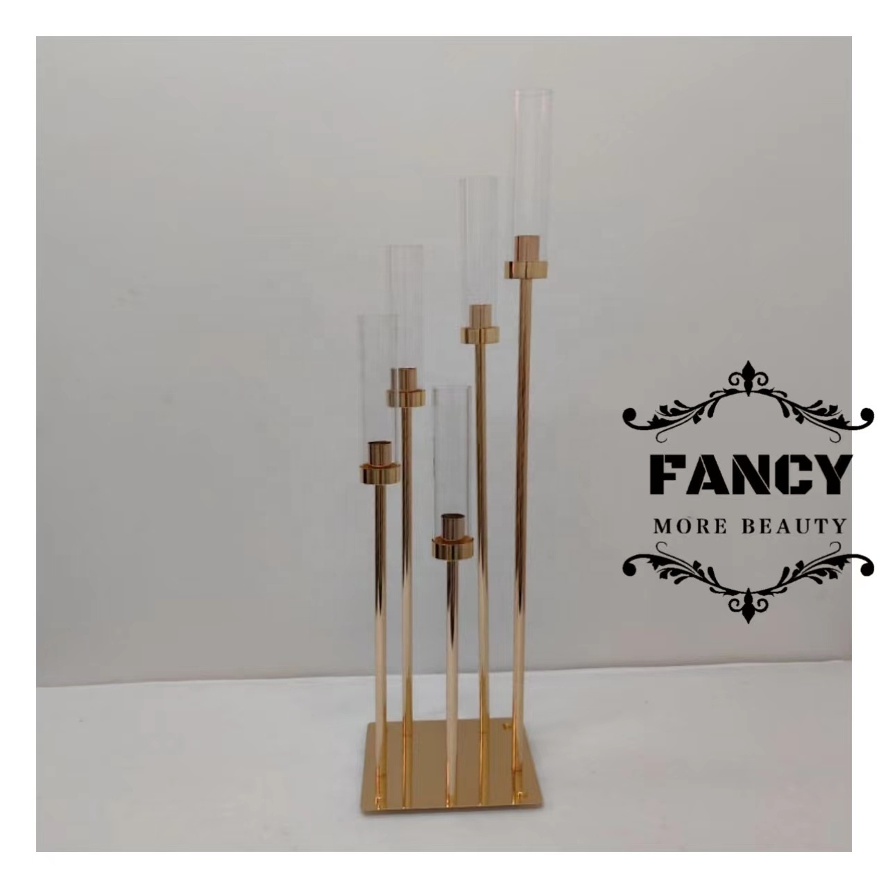 Wedding centerpieces candle stick gold tall high 8 arm candle holder for wedding table decoration