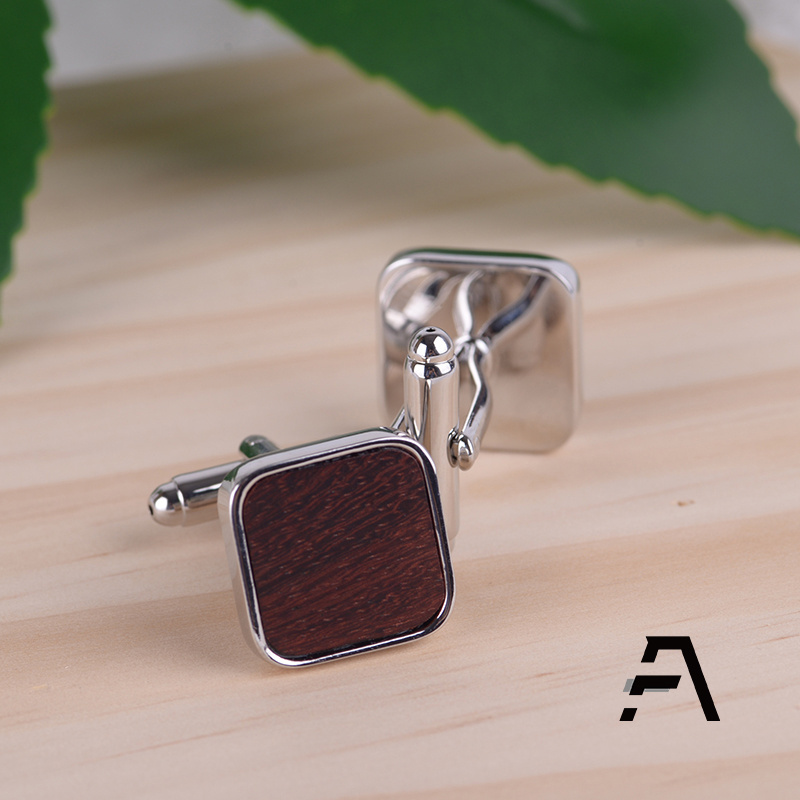 Business Rectangle Wood Cufflinks