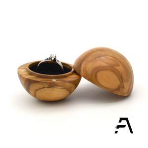 Ball Shaped Wood Ring Box for gift