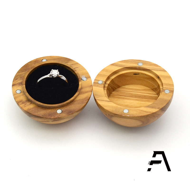 Ball Shaped Wood Ring Box for gift