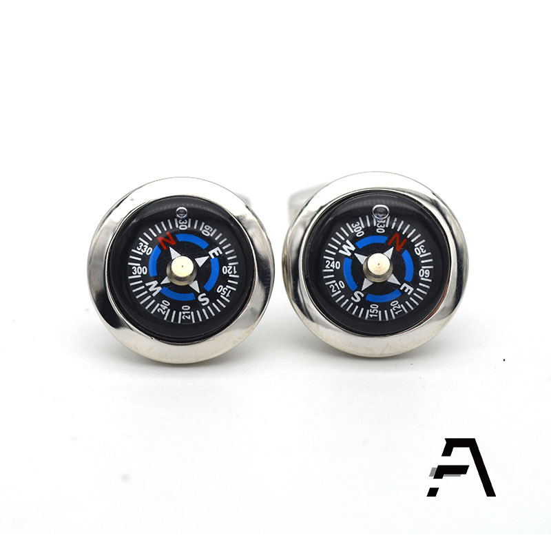 Modern Compass Whale Back Cufflinks Shirt Cufflinks