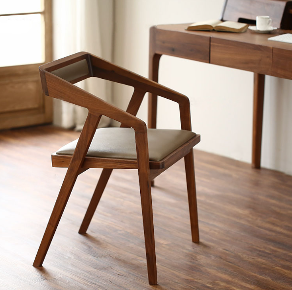 Solid wood dining chair coffee shop hotel bar catering beverage shop single tableware household backrest soft cushion