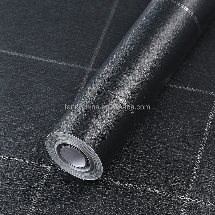 45X1000cm Black Plaid Pvc Home Peel And Stick Wallpaper For Rooms