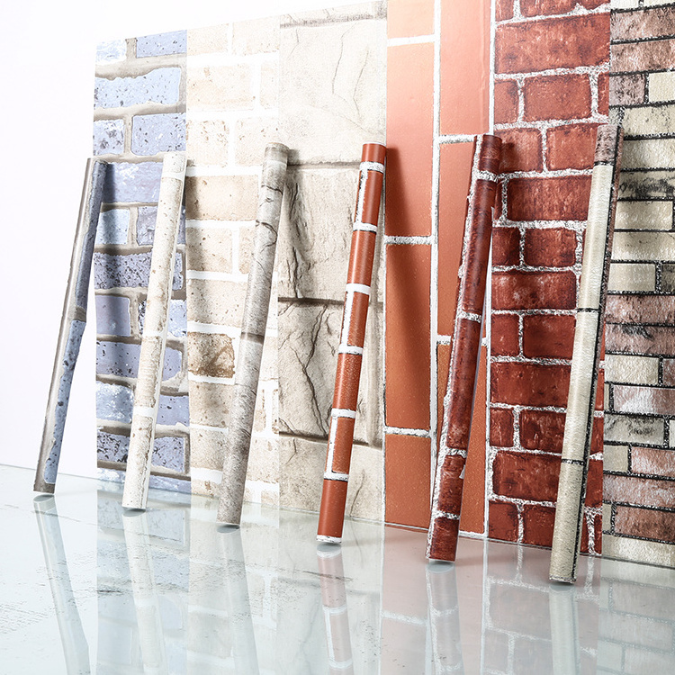 45*500cm Mobile House Decor 3D Brick Texture Pvc Decorative Wallpaper