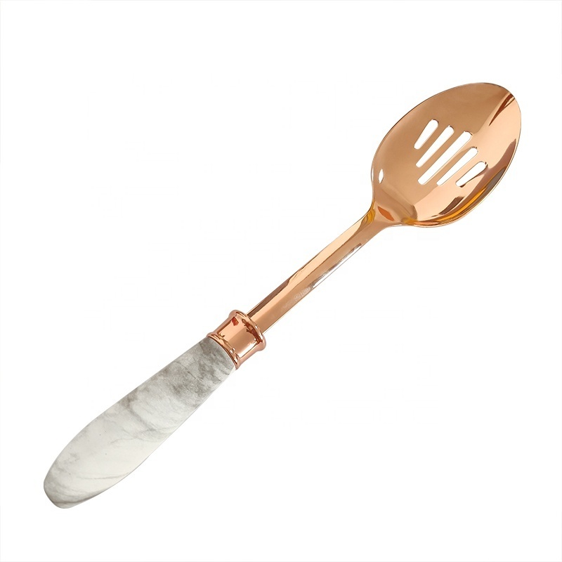 New arrivals 2021 marble coated handle rose gold stainless steel kitchen cooking tools utensils set