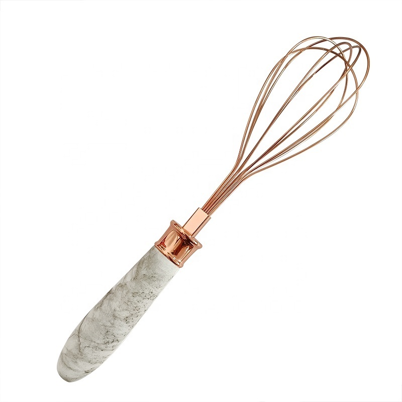 New arrivals 2021 marble coated handle rose gold stainless steel kitchen cooking tools utensils set