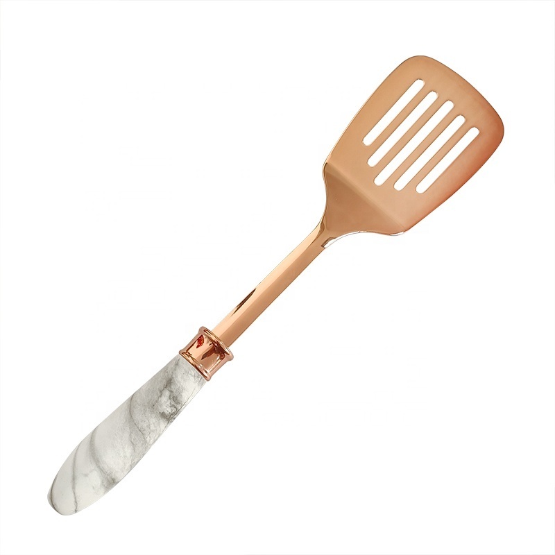 New arrivals 2021 marble coated handle rose gold stainless steel kitchen cooking tools utensils set