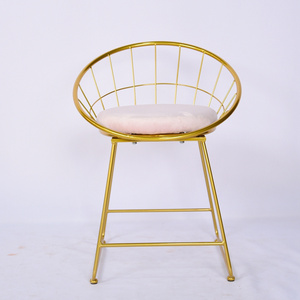 luxury leisure chair gold metal legs chairs with round velvet seat dark green pink and sky blue dining chair