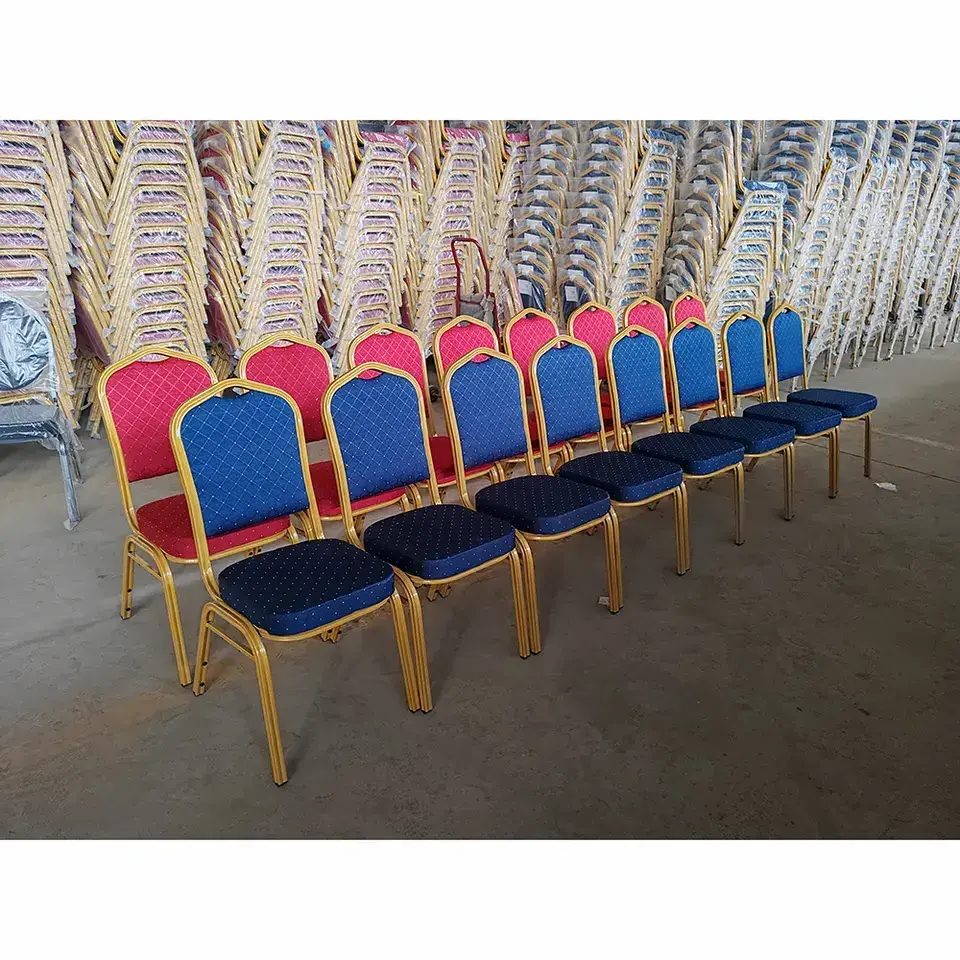 Wholesale Free Sample Stacking Party Event Wedding Chair Metal Frame Fabric Hotel Banquet Chairs