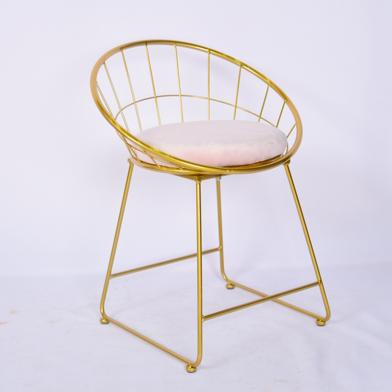 luxury leisure chair gold metal legs chairs with round velvet seat dark green pink and sky blue dining chair