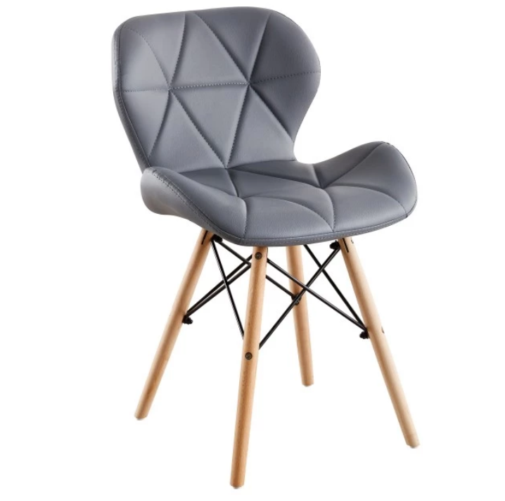 Modern Design Contemporary Dining Room Furniture Chair PU Leather Covered Seat Wooden Legs Dinning Chairs