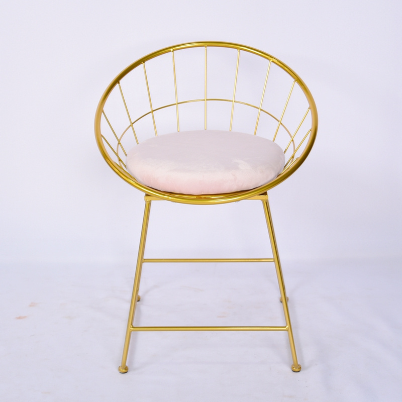 luxury leisure chair gold metal legs chairs with round velvet seat dark green pink and sky blue dining chair