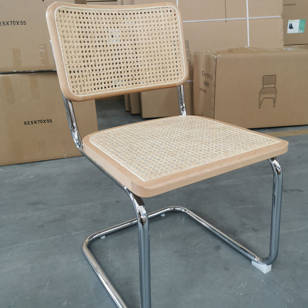 Wholesale Classic Stylish Rattan Cesca Chair Replica Cane Dining Chair With Metal Chromed Legs