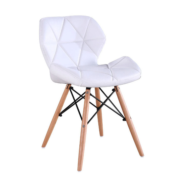 Modern Design Contemporary Dining Room Furniture Chair PU Leather Covered Seat Wooden Legs Dinning Chairs