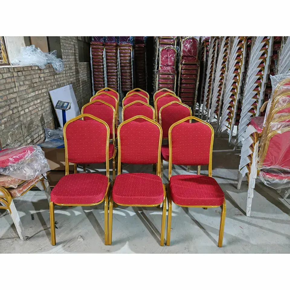 Wholesale Free Sample Stacking Party Event Wedding Chair Metal Frame Fabric Hotel Banquet Chairs