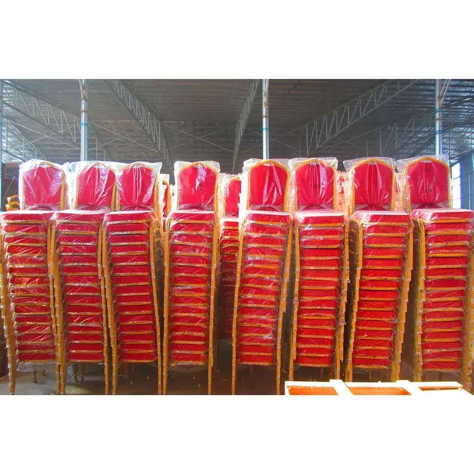 Wholesale Free Sample Stacking Party Event Wedding Chair Metal Frame Fabric Hotel Banquet Chairs