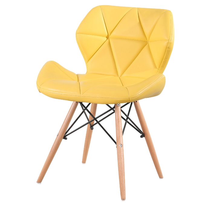 Wholesale Modern Rader Hardness Colors Leather Covered Seat Wooden Legs Dining Chair for Sale