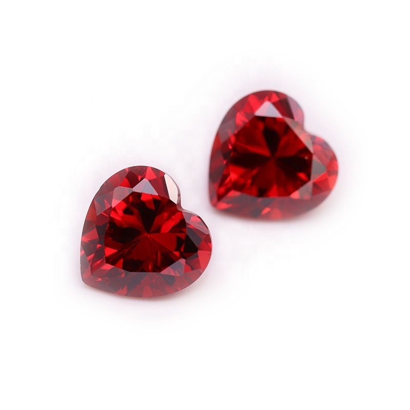 Machine Cut Synthetic  Heart Cut Garnet  Cubic Zirconia Diamond Jewelry Gemstones