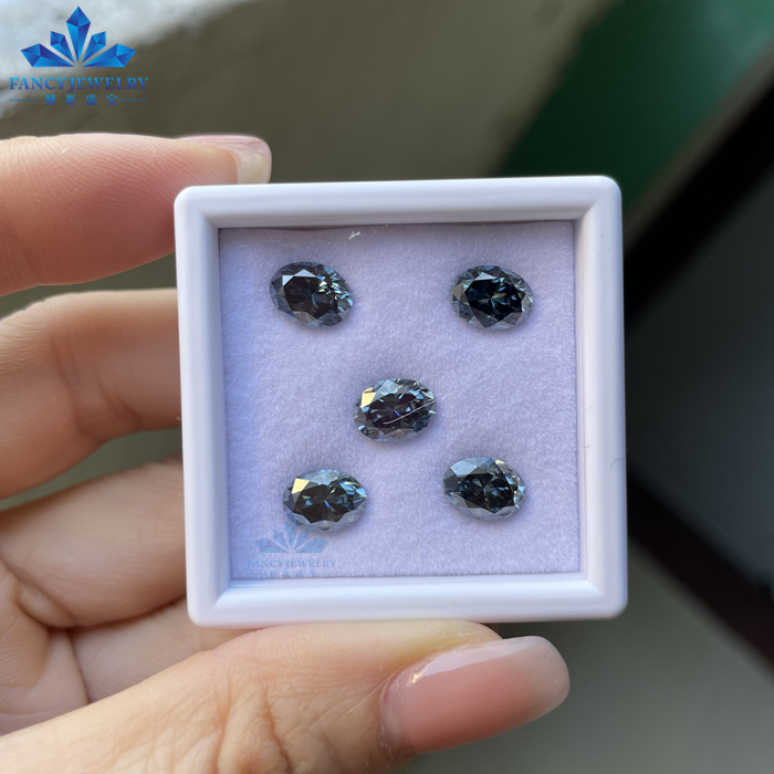 6*8mm loose Moissanite Price Per Carat Blue Gray Color Excellent Polished Lab Created Oval Diamonds Moissanite