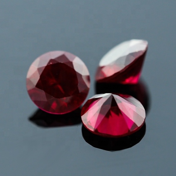 Fancy Jewelry AAA synthetic gemstone per carat price round shape stone rose gems corundum ruby