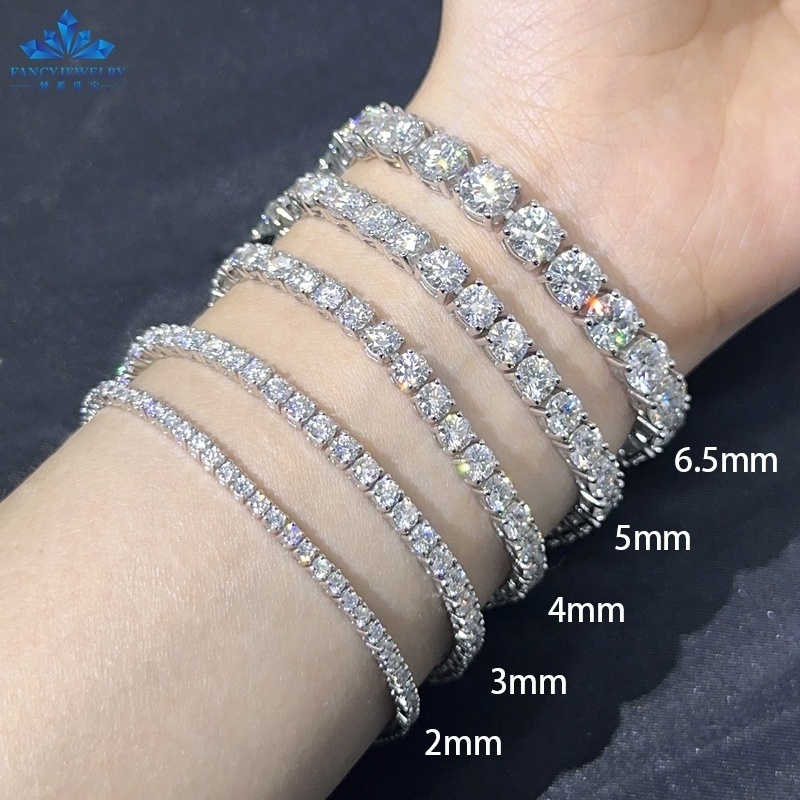 Wholesale Price Pass Diamond Test 2MM 3MM 4MM 5MM 6.5MM S925 Silver Moissanite Chain Women Men Necklace Moissanite Tennis Chain