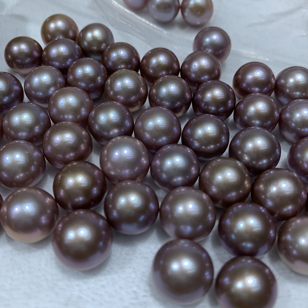 Real Pearl Necklace Making Edison 11-12mm Huge Round Purple Natural Cultured Freshwater Loose Pearl Edison Pearls