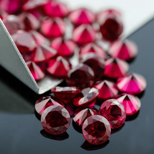 Fancy Jewelry AAA synthetic gemstone per carat price round shape stone rose gems corundum ruby