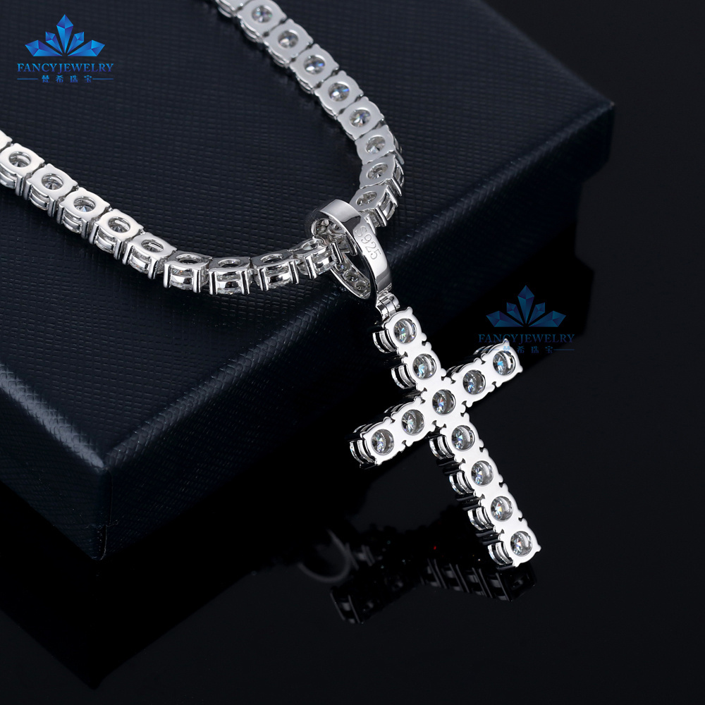 5mm VVS Moissanite Diamond Cross Pendant 925 Sterling Silver Jesus Cross For Necklace Men Women Fine Jewelry Charm