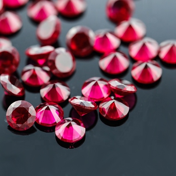 Fancy Jewelry AAA synthetic gemstone per carat price round shape stone rose gems corundum ruby