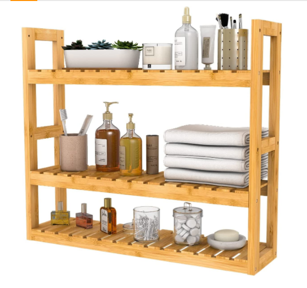 Multi-functional Bamboo wood storage shelves shelf kitchen storage wall kitchen hanging shelf